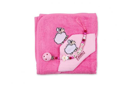 Kapuzenbadetuch-Set - Rosa - Nuscheli & Nuggikette  