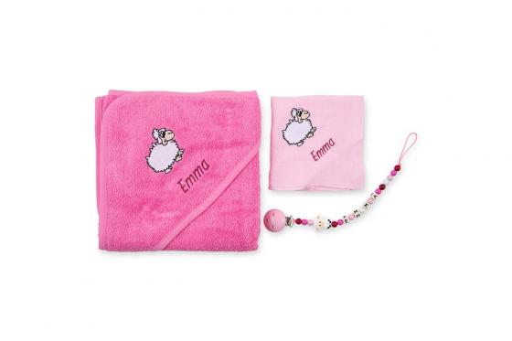 Kapuzenbadetuch-Set - Rosa - Nuscheli & Nuggikette 1 