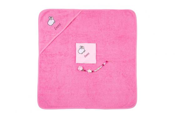 Kapuzenbadetuch-Set - Rosa - Nuscheli & Nuggikette 2 