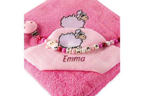 Kapuzenbadetuch-Set - Rosa - Nuscheli & Nuggikette 5 