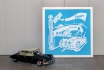 Tableau mural voiture - bleu, personnalisable 1