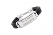 Bracelet en cuir noir - et acier inoxydable 