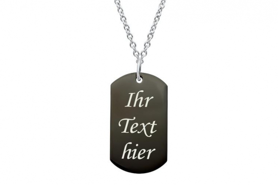 Dog-Tag Kette Schwarz - mit persönlicher Gravur  