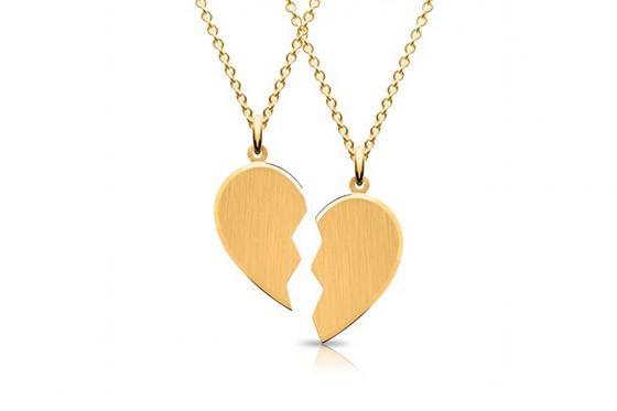 925er Paarkette Herz vergoldet - Personalisierbar  