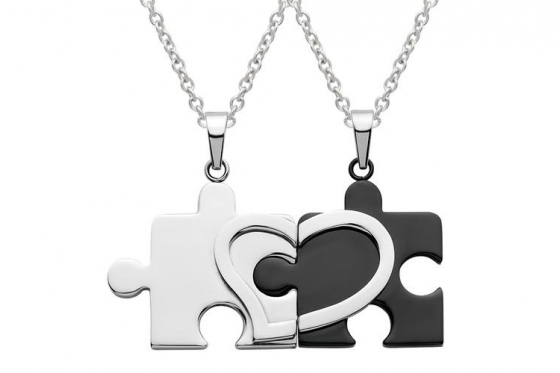 Paarkette Puzzle aus Edelstahl - mit Gravur  