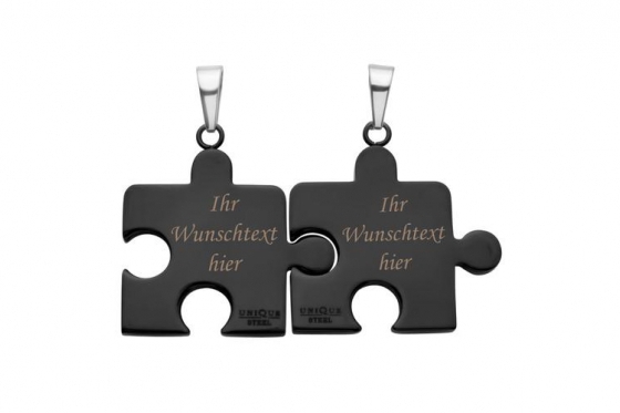 Paarkette Puzzle aus Edelstahl - mit Gravur 1 