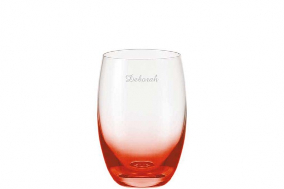 Verre à eau rouge - Avec gravure  