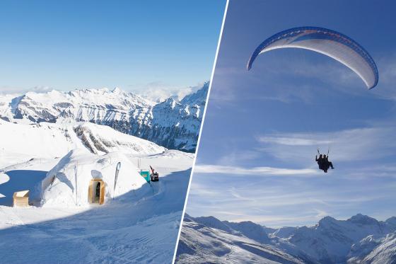 Iglu-Nacht  - & Gleitschirmfliegen für 2 Personen in Davos  
