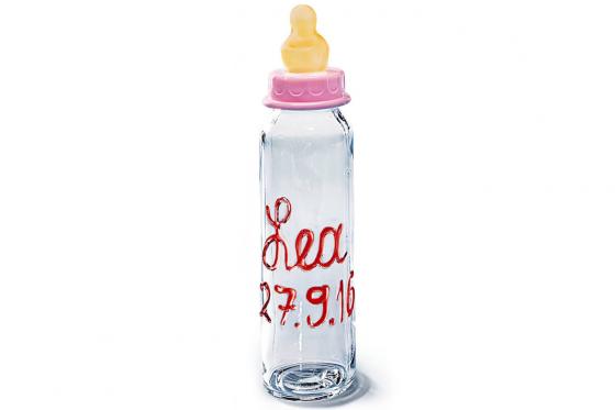Babyflasche Glas - rot, personalisierbar  