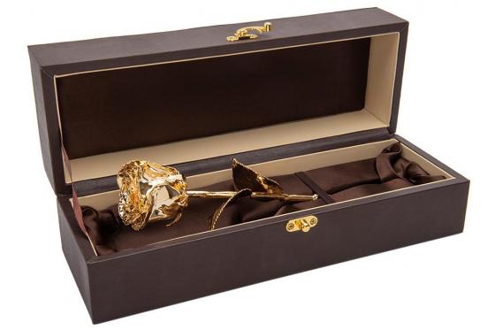 Goldrose - 28cm - mit Gravur - in edler Lederbox  