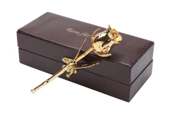 Goldrose - 28cm - mit Gravur - in edler Lederbox 5 