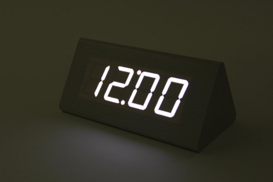 Wooden LED Wecker  - The Temple weiss 3 