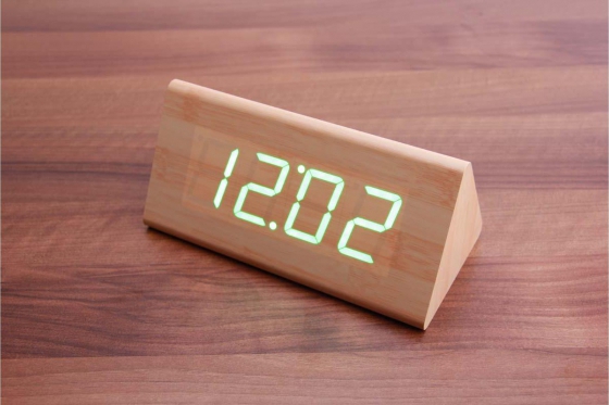 Wooden LED Wecker - The Temple bambus  