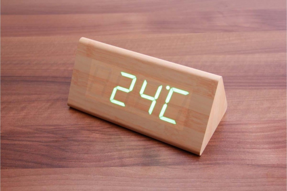 Wooden LED Wecker - The Temple bambus 1 