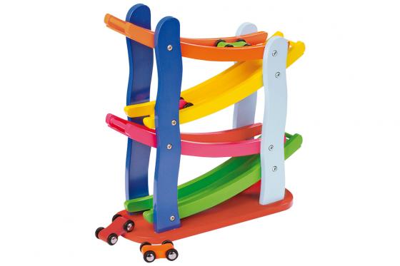 Bunte Rennbahn - mit 4 Autos  