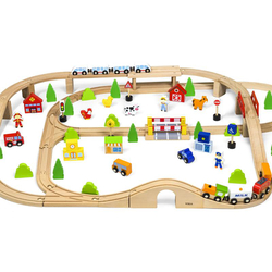 Holzeisenbahn-Set, 90 Teile