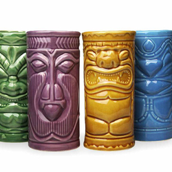 Tiki Becher, 4 Stück - aus Keramik