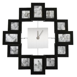Foto Wanduhr, für 12 Fotos, schwarz
