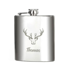 Flachmann Elch, mit Gravur