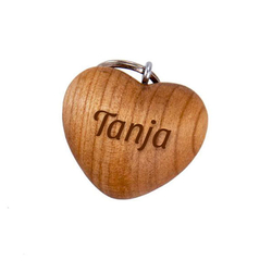 Holz Schlüsselanhänger, Herz - mit Gravur