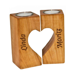 Teelichter Herz, mit Gravur