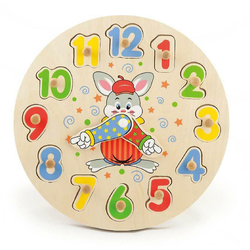 Jouet horloge, en bois