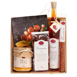 Scharfer Geschenkkorb, Mit Chili Produkten