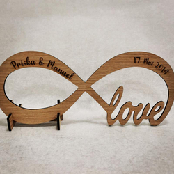 Présentoir en bois - l'infini, avec gravure