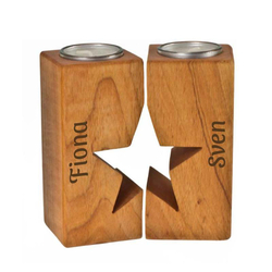 Teelichter Stern, mit Gravur