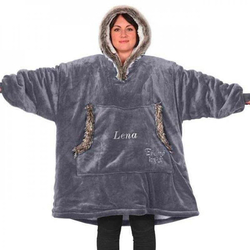 Eskimo Hoodie Lila Grau, personalisierbar