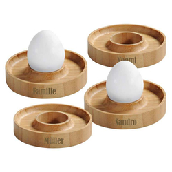 Eierbecher Bambus, 4-er Set, mit Gravur