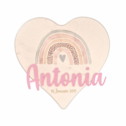 Cœur en bois pour naissance, personnalisable - Petite fille