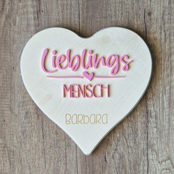 Holzherz Lieblingsmensch, personalisierbar