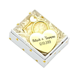 Cadenas d'amour cœur, or, avec gravure