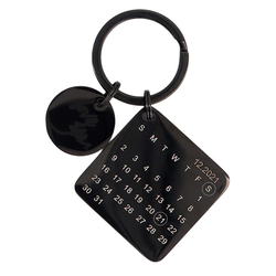 Porte-clés calendrier, black, Personnalisable