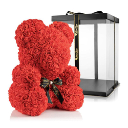Ours en roses 35 cm, en roses rouges