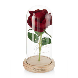 Rose im Glas mit Gravur, mit LED Lichter
