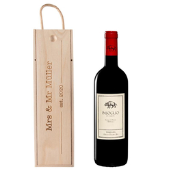 Coffret bouteille de vin Insoglio del Cinghiale, Avec gravure