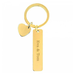 Schlüsselanhänger Herz Gold, mit Gravur