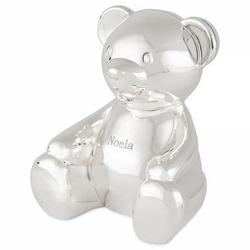 Spardose Bär, mit Gravur, 925 versilbert