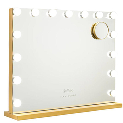 XL Schminkspiegel Gold , inkl. 15 LEDs