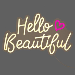 LED Neon Schriftzug, Hello Beautiful, 42 x 25 cm