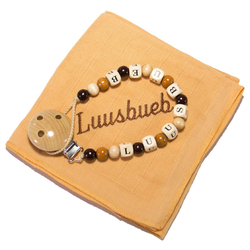 Nuscheli & Nuggikette, mit Namen - braun