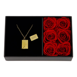 Personalisierbare Halskette gold, in Rosen Geschenkbox