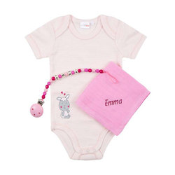 Body-Geschenkset rosa, mit Nuscheli & Nuggikette
