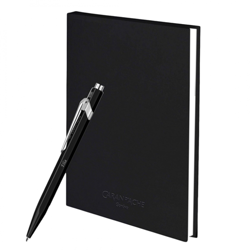 Stylo Caran d’Ache noir avec carnet, personnalisable