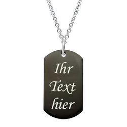 Dog-Tag Kette Schwarz, mit persönlicher Gravur