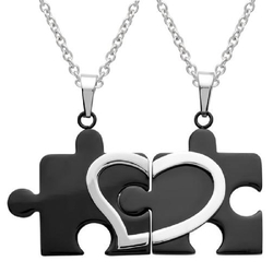 Paarkette Puzzle aus Edelstahl, mit Gravur