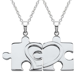 Paarkette Puzzle aus Edelstahl, mit Gravur