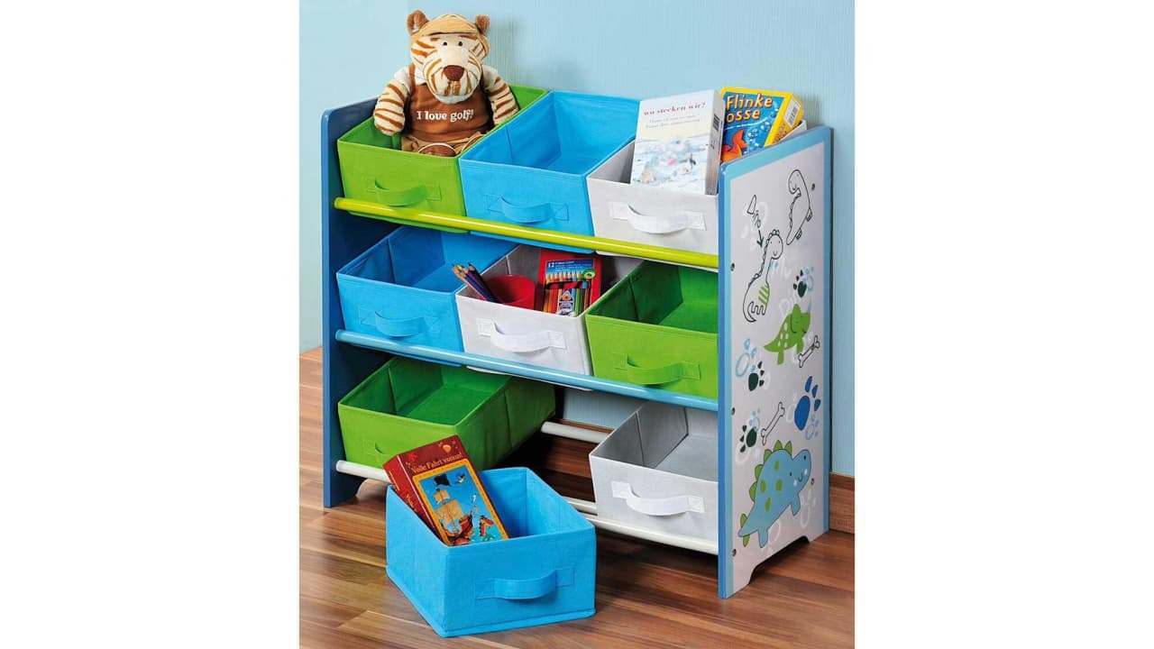 Aufbewahrungsregal - mit 9 Stoffboxen 1